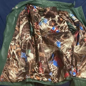 Twiggy London Olive Green Leather Military Jacket